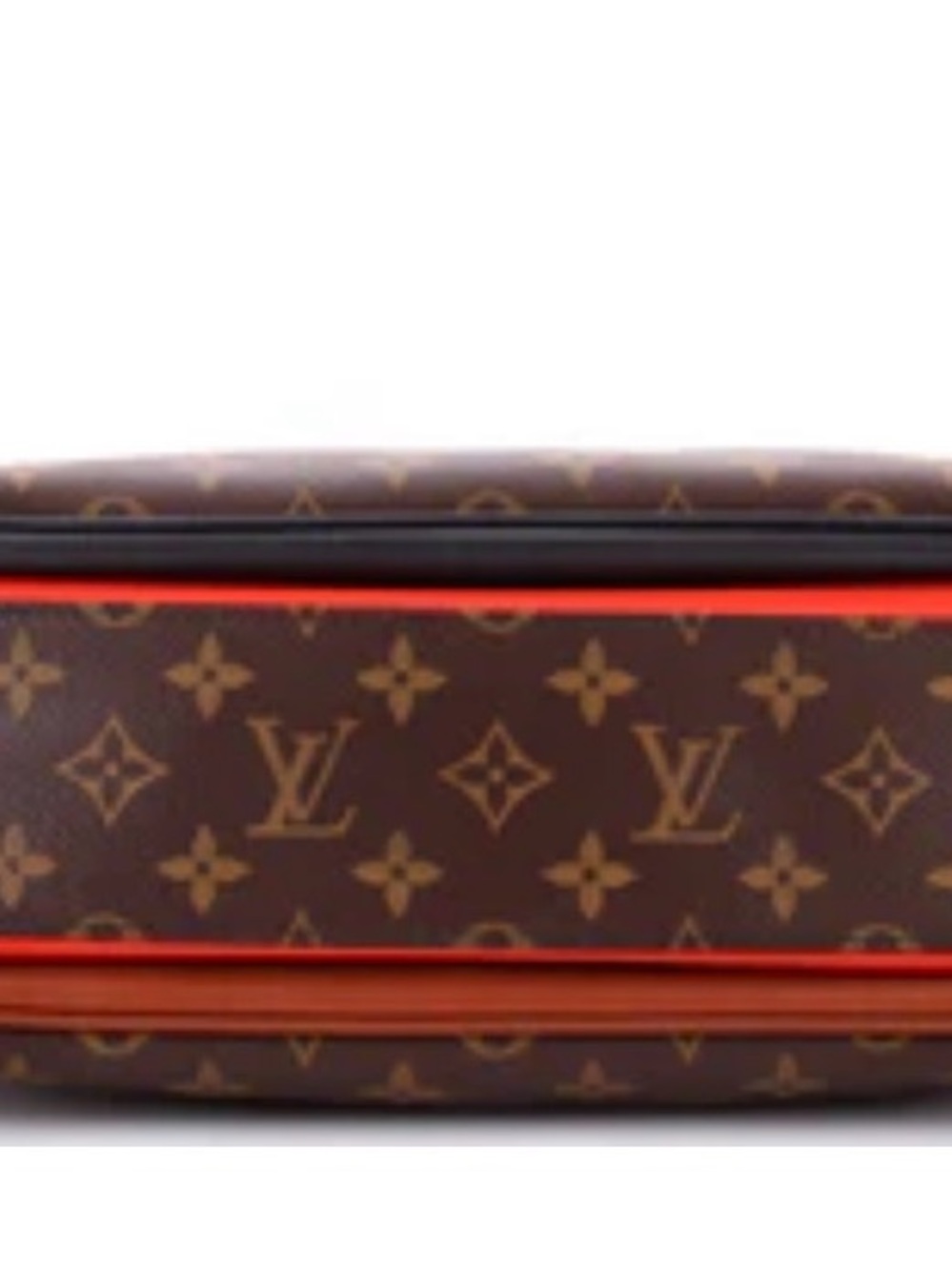 Louis Vuitton Brown Monogram Canvas Tote with Red Trim and Black Handles. - Picture 2 of 3